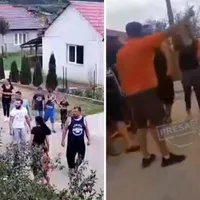 Bătaie în plină stradă, cu pumni, picioare, bâte și cuțite, între zeci de săteni din Socond - Foto: presasm.ro