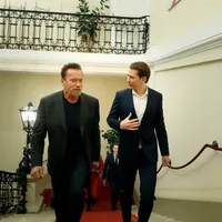 Cancelarul Austriei, Sebastian Kurz, și concetățeanul său, Arnold Schwartzenegger Foto: Facebook