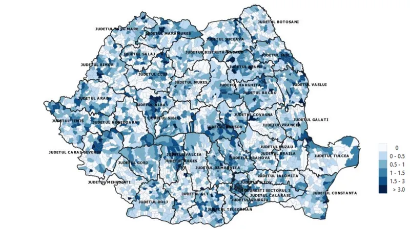 Harta incidenței cazurilor de coronavrus. Sursa: INSP
