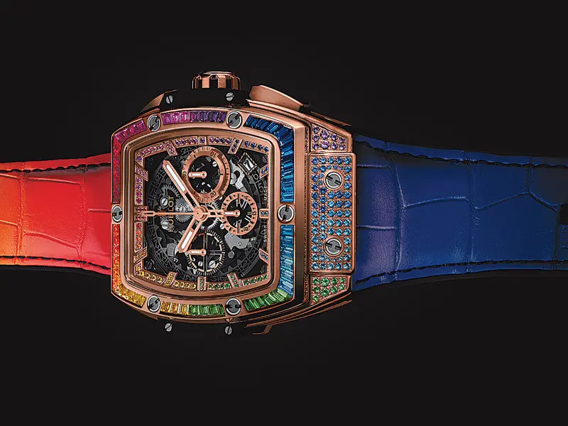 Prețul unui Hublot Spirit of Big Bang King Gold Rainbow este de circa 92.000 de dolari