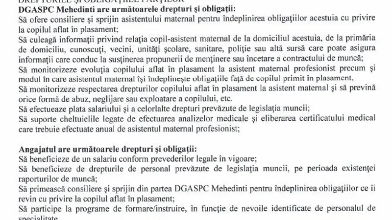 Model de convenție de plasament pentru copiii din Mehedinți