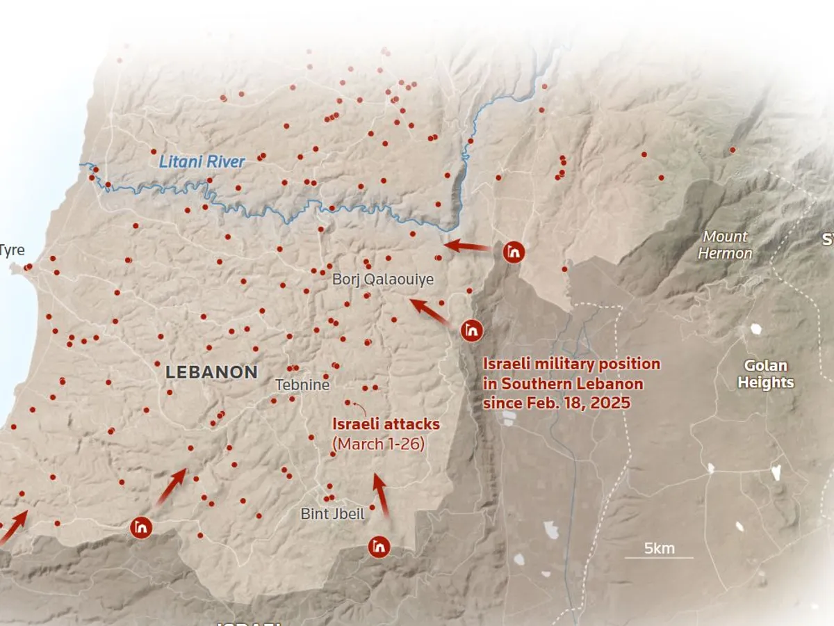 Pozițiile armatei Israelului în Liban - Foto: Institute for the Study of War & AEI Critical Threats Project