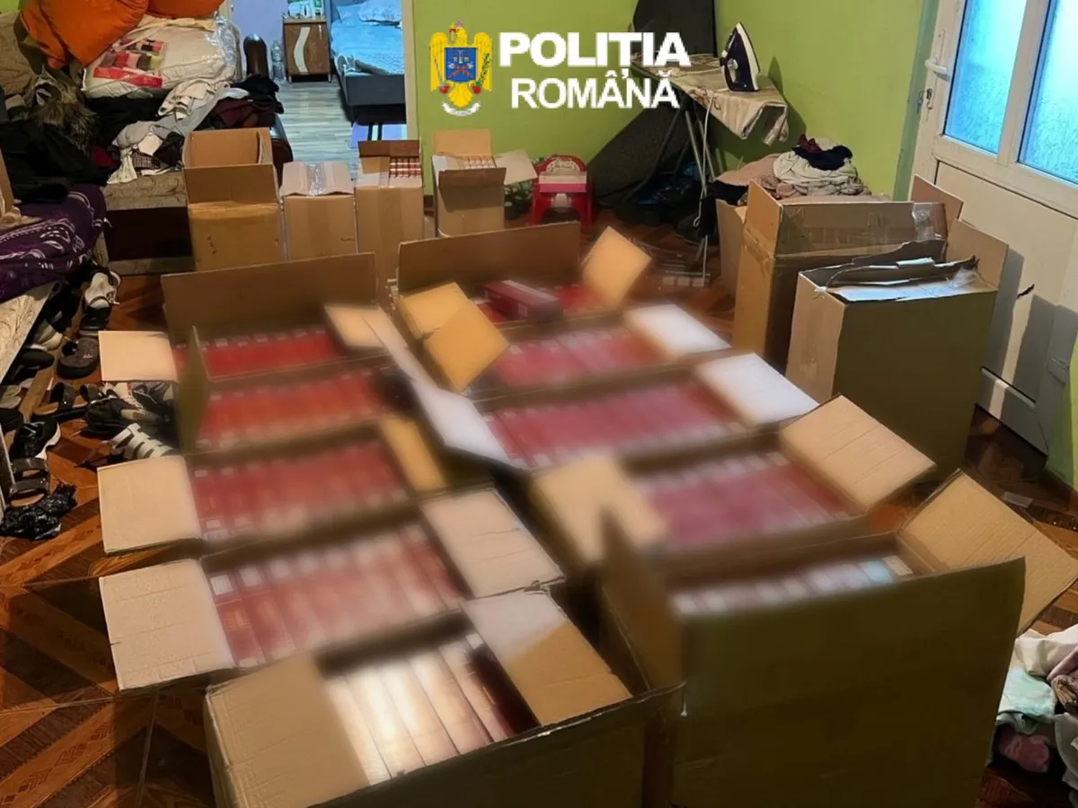 Țigări de contrabandă descoperite în România - Foto: Poliția Română