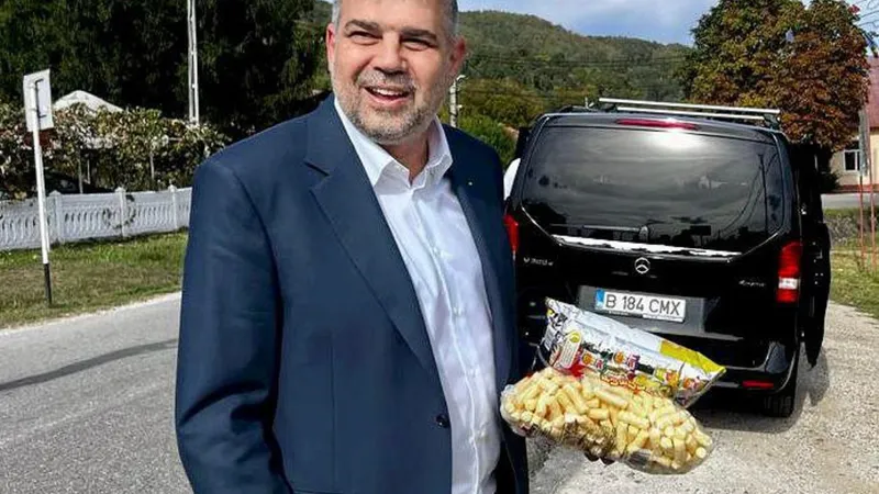 Ciolacu a fost la un magazin de țară și a făcut cumpărături de austeritate: cipsuri și pufuleți Foto: facebook/ Marcel Ciolacu