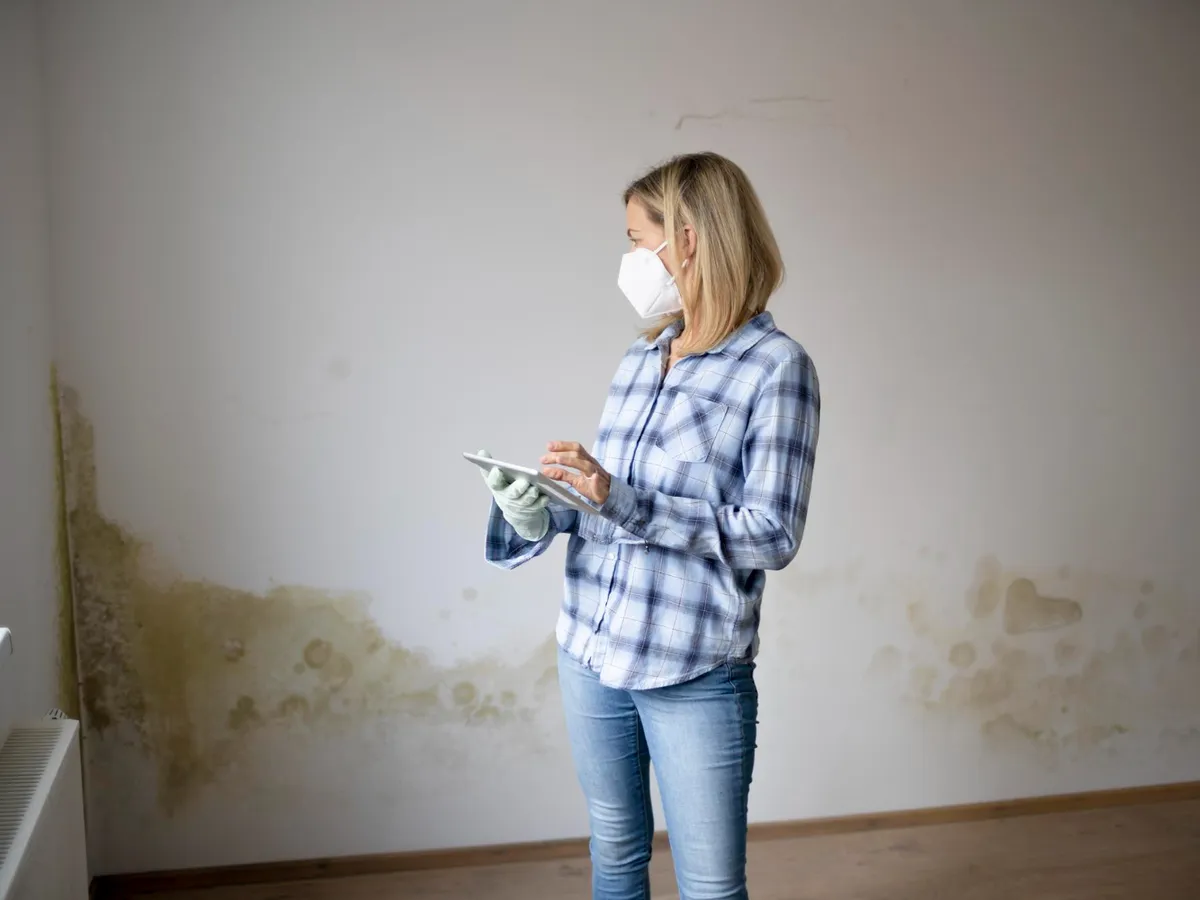 Femeie care se uită la un perete cu mucegai - Foto: Freepik (Imagine cu rol ilustrativ)
