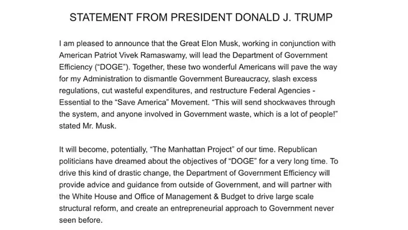 Elon Musk, boss-ul Tesla, șef în guvernul SUA. A donat 120.000.000 $ pentru campania lui Trump - Foto: Facebook - Imagine cu rol ilustrativ