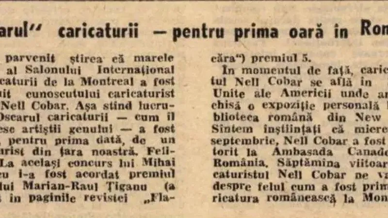 Fragment dintr-un interviu dat de Nell Cobar reviste Flacăra