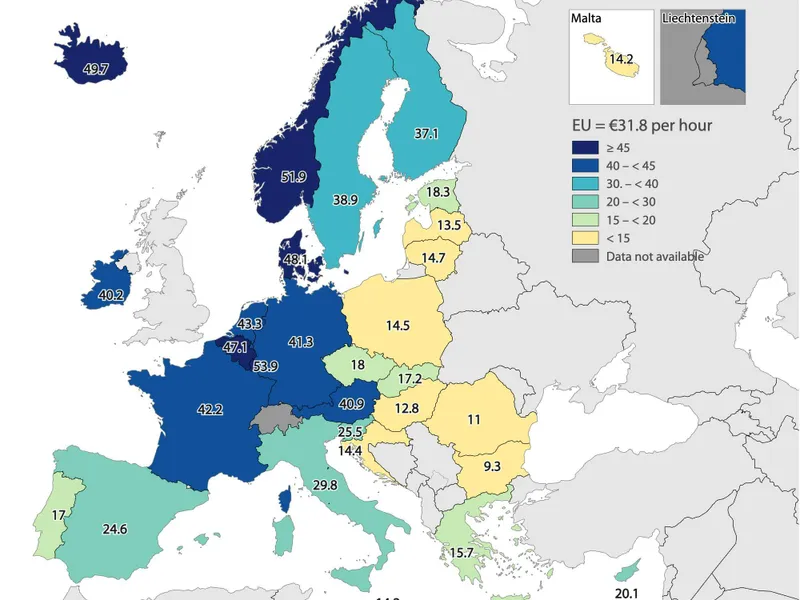 HARTA salariilor în Europa: Românii, printre cei mai prost plătiți. Doar bulgarii ne „depășesc” - Foto: Eurostat