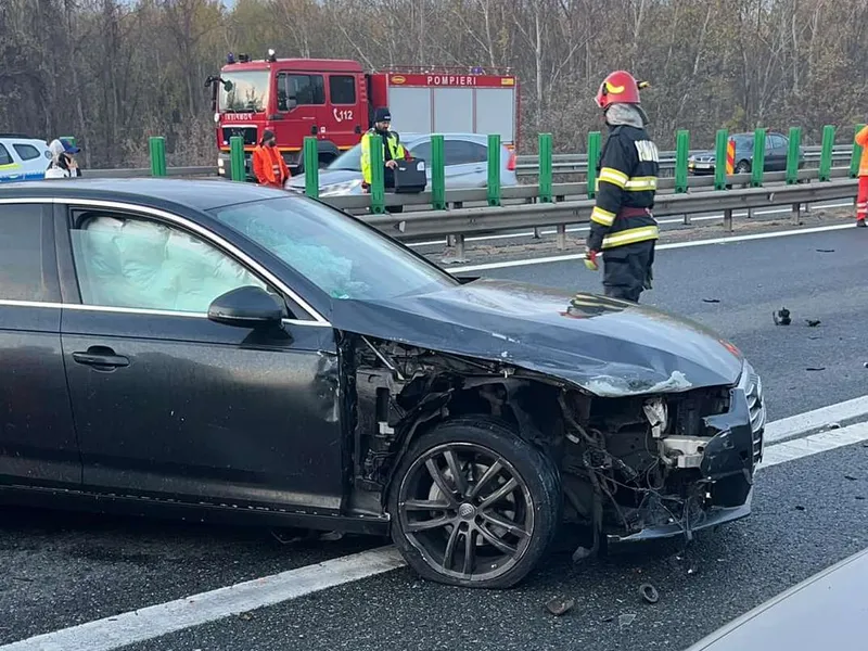 Carambol uriaș, cu 12 mașini, pe Autostrada A3. Unii șoferi aveau cauciucuri de vară - Foto: Facebook/Info Trafic București Ilfov