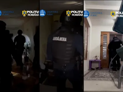 Percheziții - Foto: Colaj video Poliția Română- DIICOT