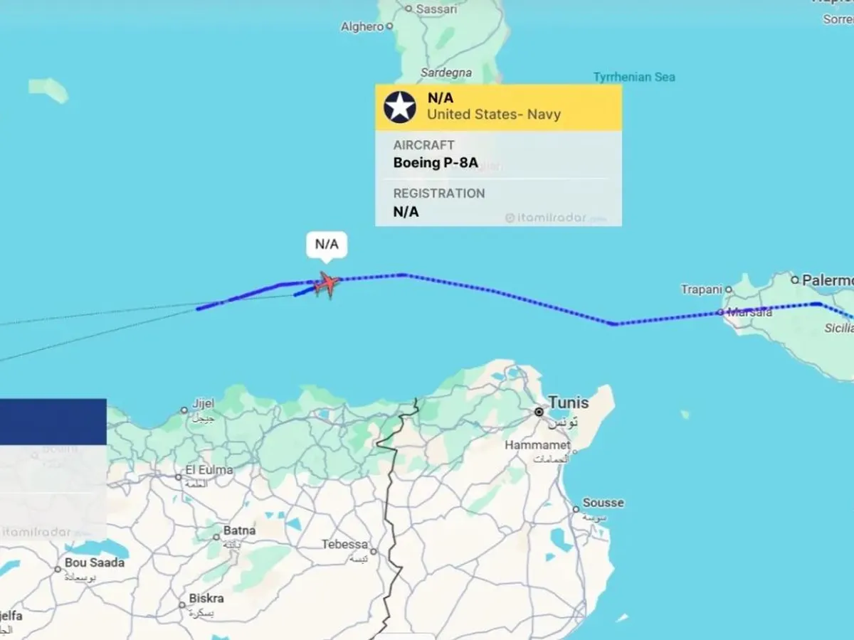 Avion Poseidon al SUA urmărește convoiul maritim al Rusiei în Mediterana - Foto: ItaMilRadar