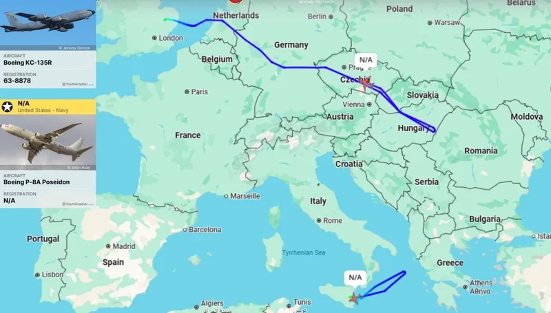 Două misiuni aeriene NATO la Marea Neagră, întrerupte brusc - Foto: ItaMilRadar