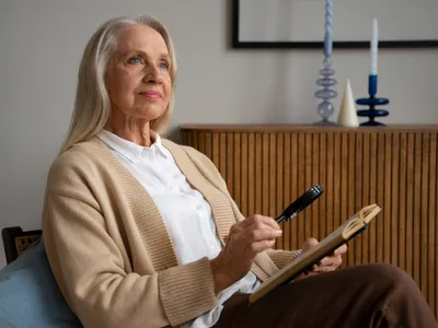 Pensionară citind la pensie - Foto: Freepik