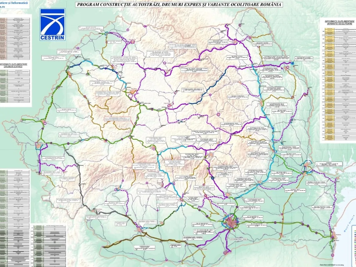 Harta autostrăzilor din România - Foto: Facebook / Irinel Scrioșteanu