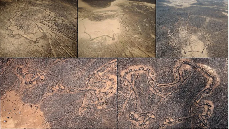 Vedere aeriană oblică a unui forme în deșert în regiunea Harrat al-Shaam din Iordania - Foto: Harvard University