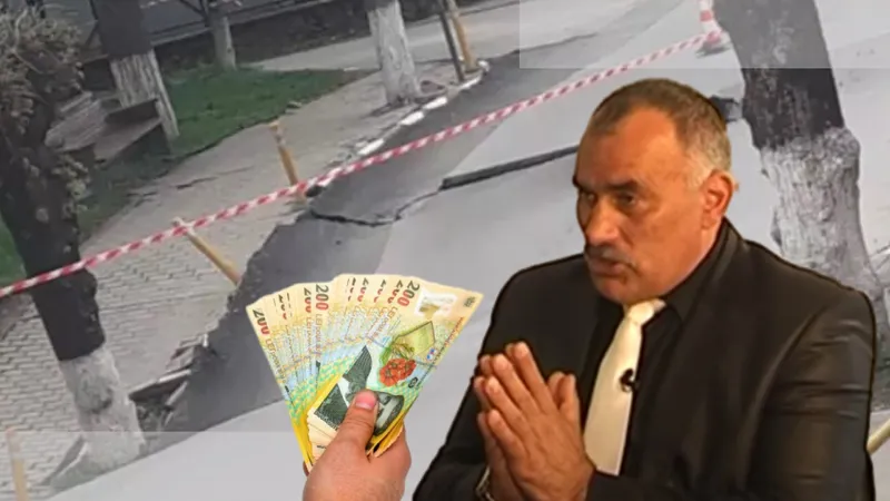Primarul din Slănic, unde s-a surpat o stradă: 8.500 lei salariu, 3.300 pensie. „Plângea” că e puțin - Foto: colaj NW