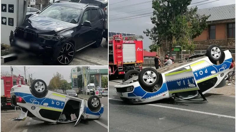 Accident rutier grav în care a fost implicată și o mașină de poliție. Un agent e la spital - Foto: ISU / imagine cu rol ilustrativ