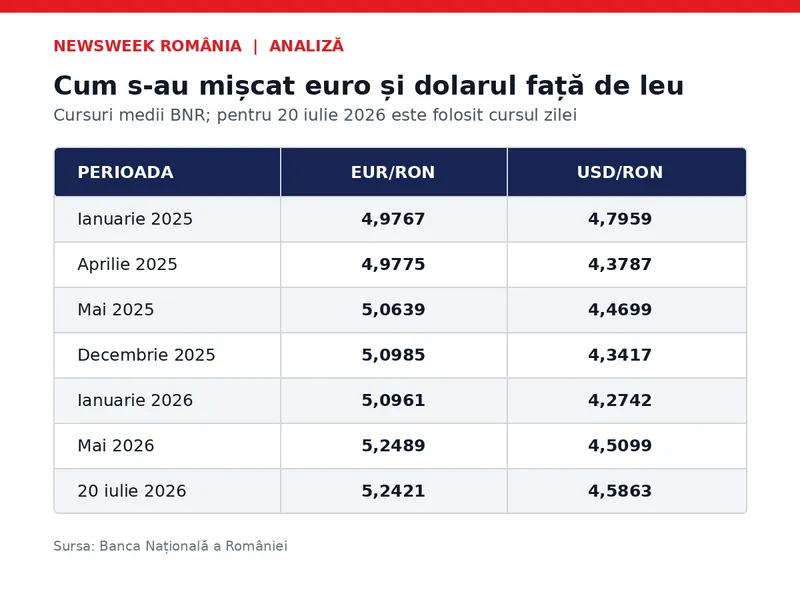 Variație curs Euro Dolar Sursa: Newsweek