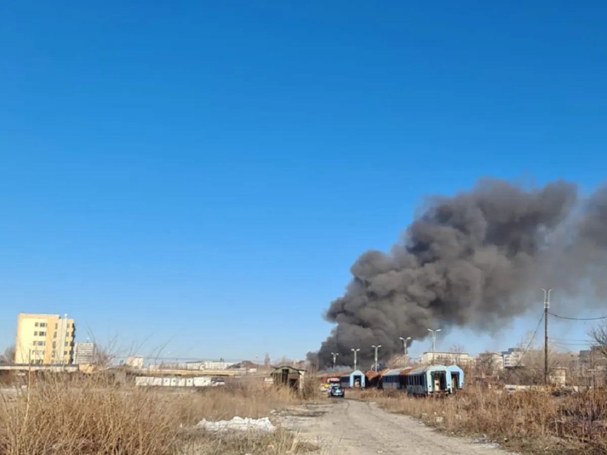 Incendiu în triaj dintre Gara Basarab și Podul Giulești Foto: ISU București-Ilfov