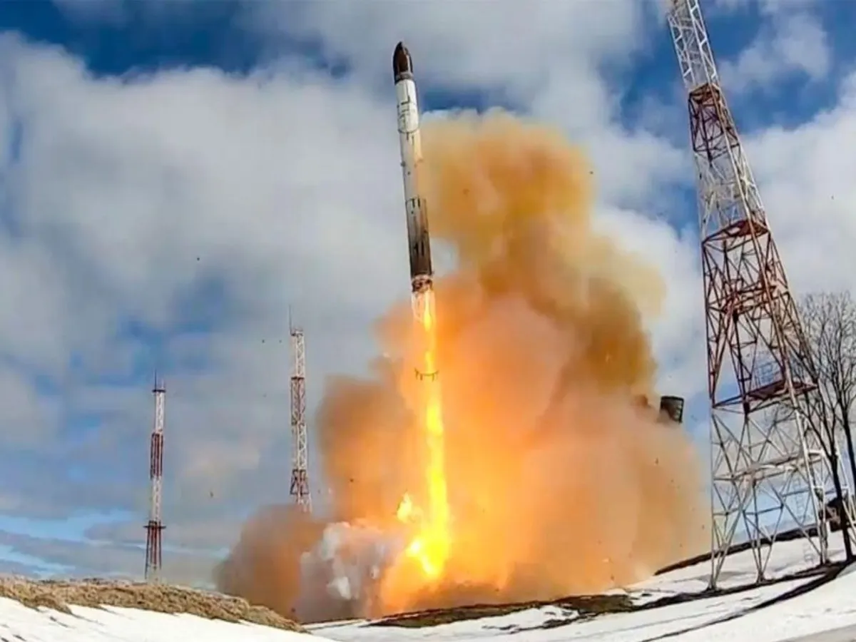 Racheta ICBM Sarmat, în timpul unui test - Foto: Profimedia Images