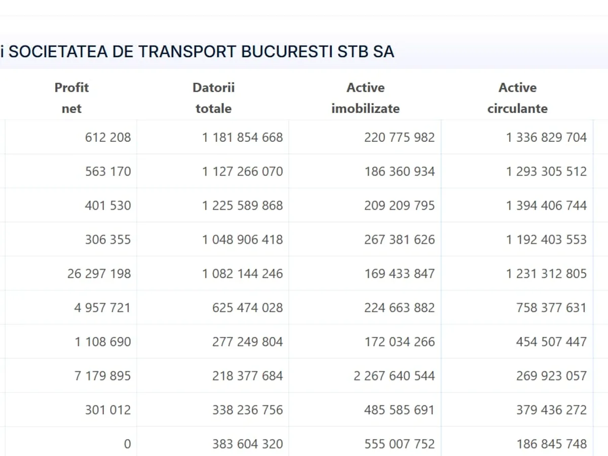 Bilanțul STB din 2015 până în 2024 - Foto: captură ecran