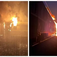 Un tren CFR a luat foc, în Bistrița-Năsăud. Zeci de persoane au fost evacuate de urgență - Foto: ISU Bistrița
