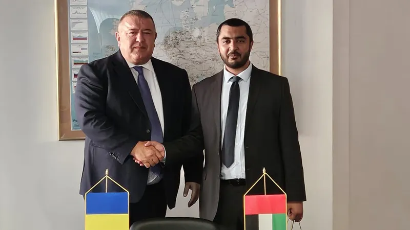 Președintele Camerei de Comerț și Industrie a României, Mihai Daraban, a avut o întrevedere cu vicepreședintele pentru dezvoltare Khalifa Economic Zones Abu Dhabi (KEZAD), dl Khalid Al Marzooqi Foto: CCIR