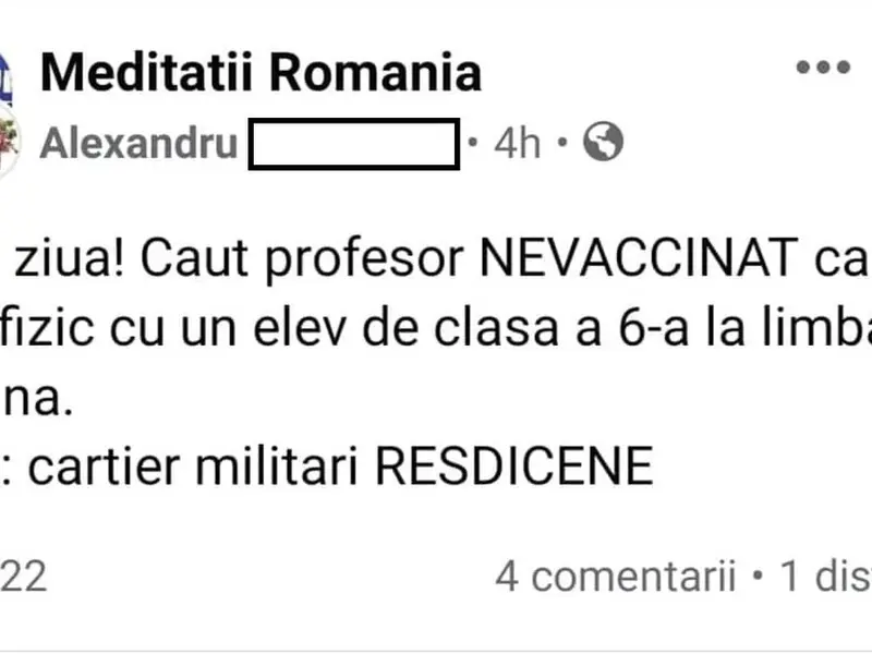 Părinții conspiraționiști cer profesori nevaccinați pentru meditații acasă cu copiii lor