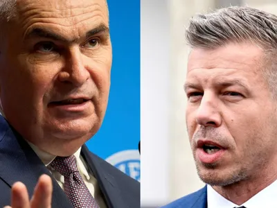 Primministrul Ilie Bolojan şi probabilul său viitor omolog maghiar, Peter Magyar - Foto: Profimedia images, montaj foto