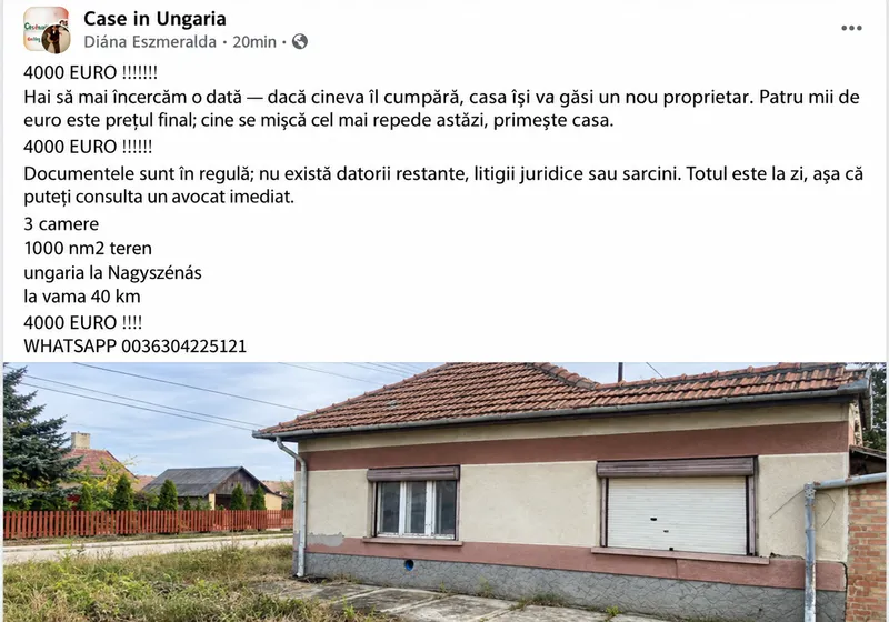 Casă de vânzare în Ungaria - Foto: Fcebook