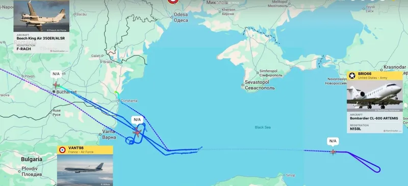 Operațiune aeriană SUA-Franța majoră în Marea Neagră, la 14 noiembrie - Foto: ItaMilRadar