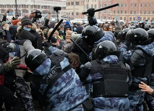 Imagine de la protestul pro-Navalnîi/FOTO: Getty