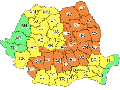 Harta zonelor afectate de ploi/FOTO: news.ro