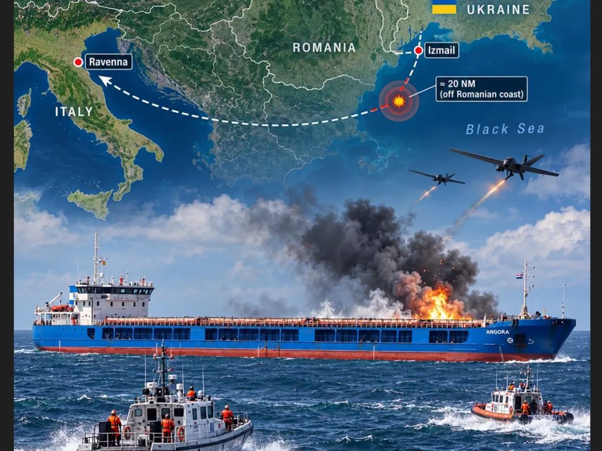 Rusia confirmă că a bombardat Izmail. Portul, aproape de locul scufundării navei Turciei în Marea Neagră - Foto: Facebook/milliyetcimedya