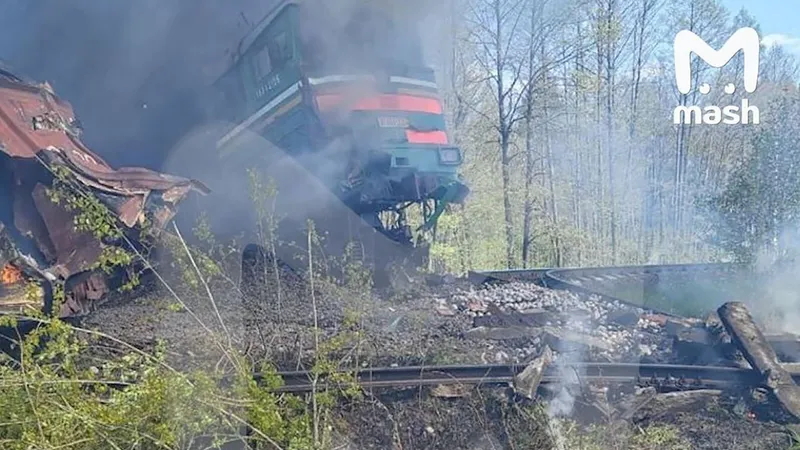 Tren de marfă arzând în Regiunea Briansk - Foto: Profimedia Images