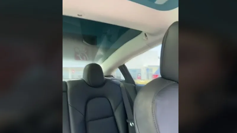 O șoferiță a rămas blocată 40 de minute într-o Tesla. Mașina electrică și-a făcut update de soft - Foto: captură TikTok