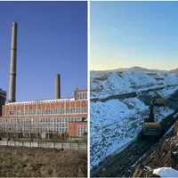 Centrala electrică pe cărbune de la Doicești înainte de a fi demolată și șantierul de astăzi Foto: RoPower