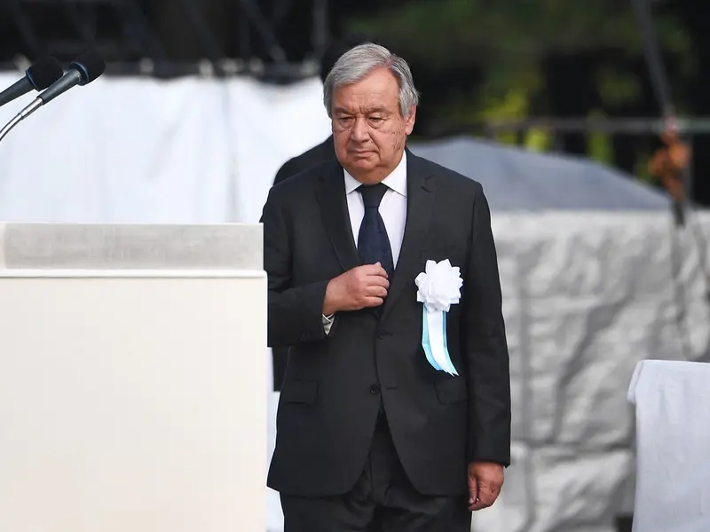 Secretarul general al ONU, Antonio Guterres, la Hiroshima. / Foto: Profimedia