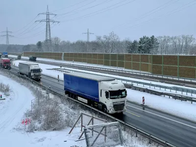 Camioane pe autostradă în Germania - Foto: Facebook / Trans.INFO (Imagine cu rol ilustrativ)