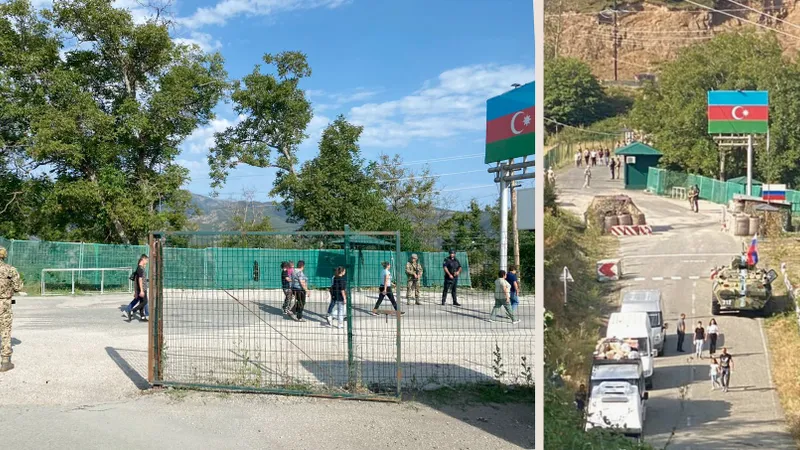 Locuitorii pașnici trec prin Coridorul Lachin în zona Shusha Foto: Realitatea.md