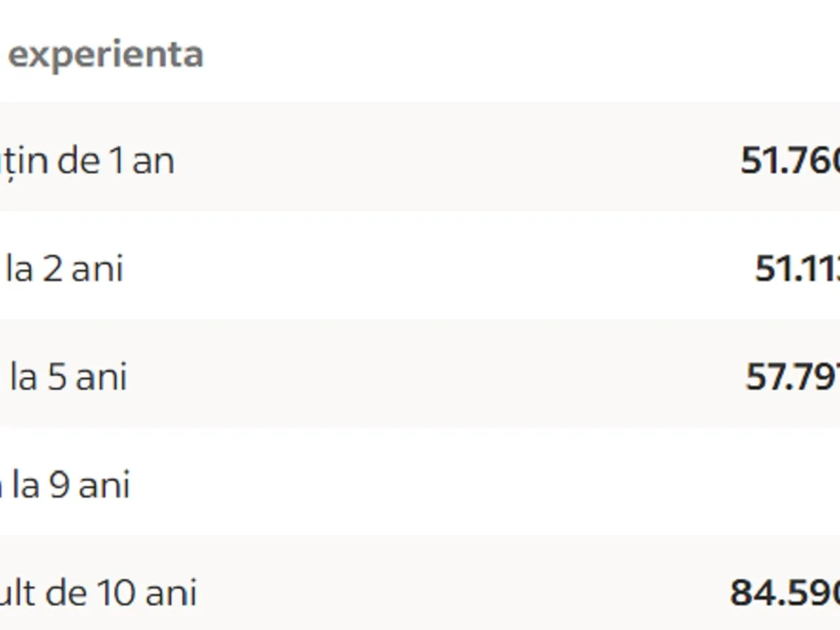 Angajări în funcție de experiență