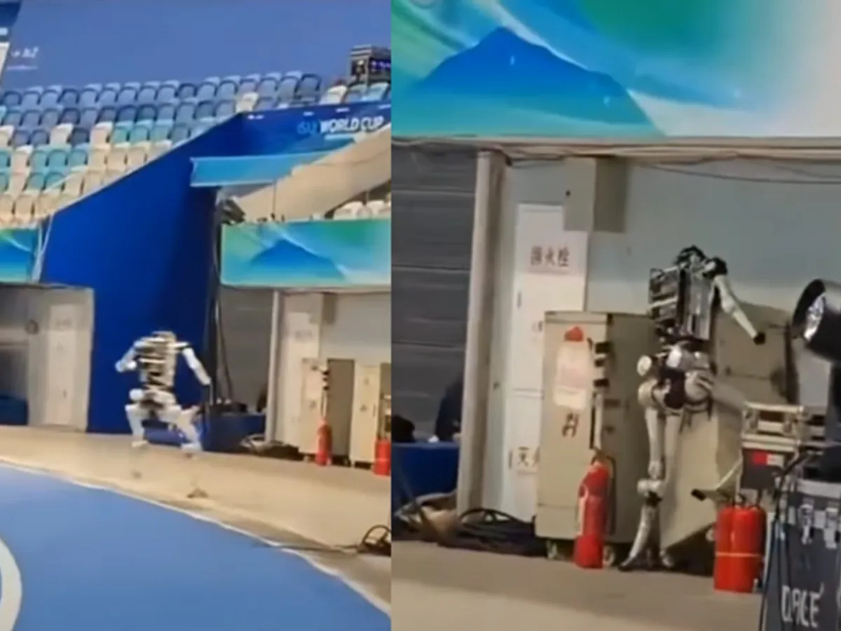 Un robot umanoid a ratat pista de atletism și s-a izbit de parapet - Foto: captură Instagram