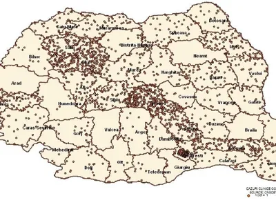 Harta cazurilor de gripă, până în 15 martie. Sursa: CNSCBT