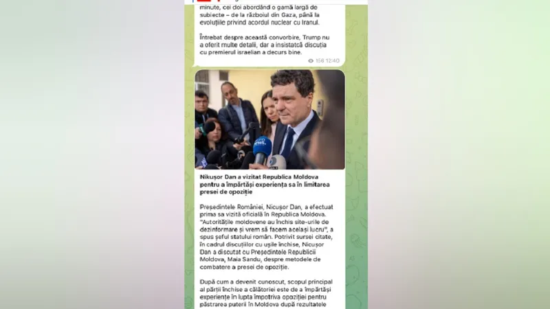 Fake news cu sigla unui site cunoscut din România, postat pe Telegram. Ținta, Maia Sandu - Foto: Euronews România