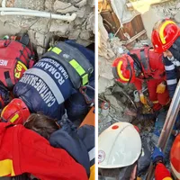 Salvatorii români au scos în viață de sub dărămături un bărbat după 7 zile îngropat în moloz - FOTO: Facebook/ IGSU