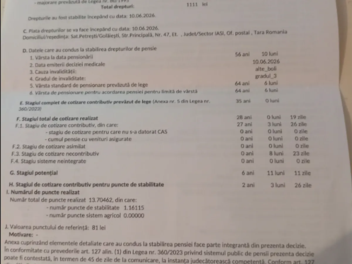 Decizie de pensionare - Foto: Facebook
