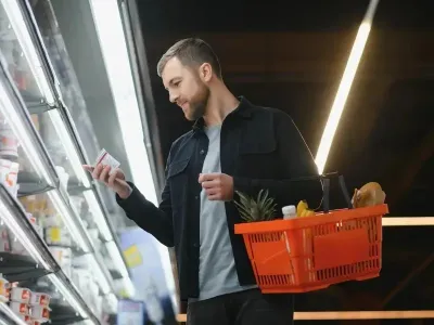 Bărbat care face cumpărături într-un supermarket - Foto: Freepik (Imagine cu rol ilustrativ)
