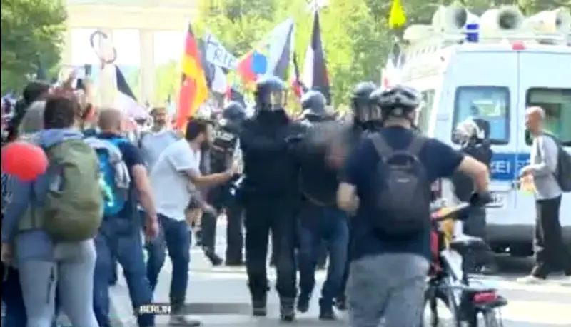 Proteste la Berlin. Captură video TVR