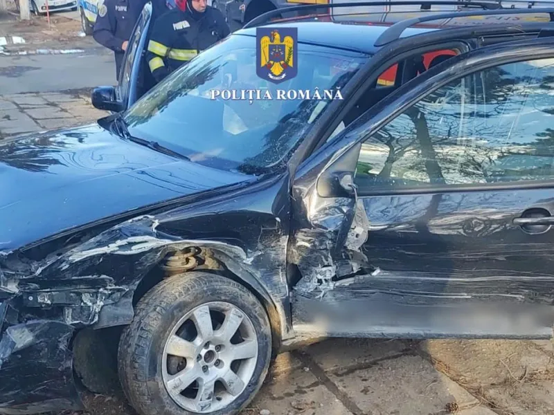 Un bărbat din Olt a fost oprit de polițiști cu focuri de armă după ce a furat o mașină Foto: Poliția Română