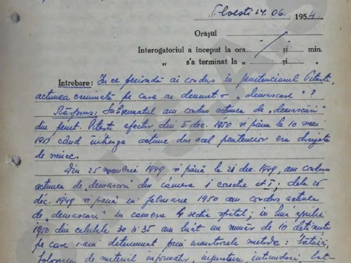 Extras din procesul intentat lotului Eugen Ţurcanu (10 noiembrie 1954), în urma căruia au fost condamnaţi 22 de deţinuţi. Sursa: CNSAS